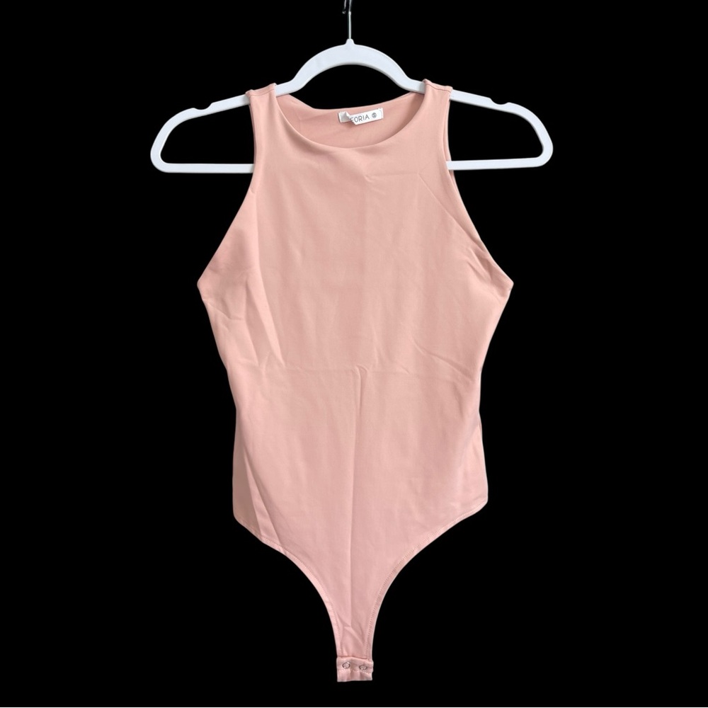 REORIA Nude Bodysuit S Sleeveless Minimalist Tank Snap Stretch Slim Fit Top
